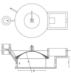 Drawing of a concrete dome biogas plant (GGC 2047)